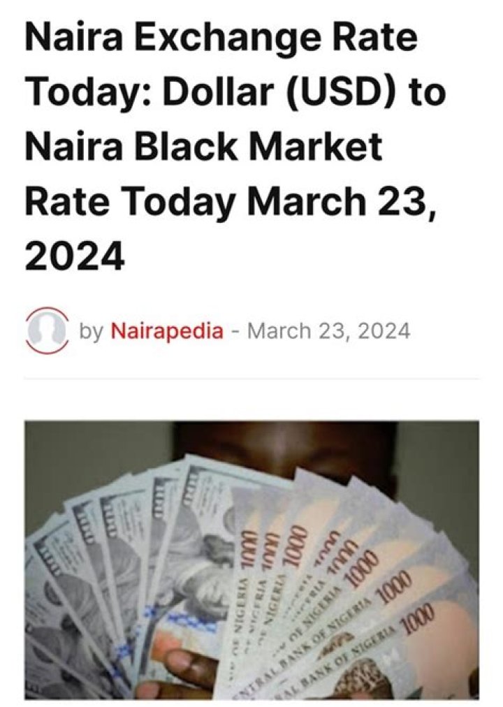 Aboki Naira To Dollar Black Market Rate Today 23 March 2024